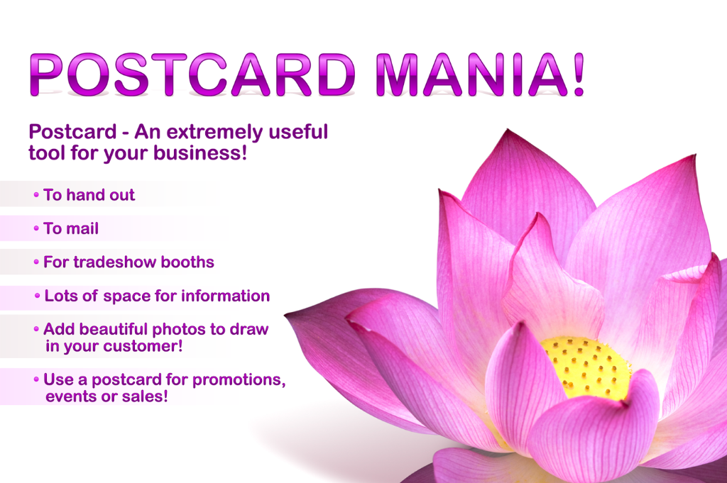 Custom 4x6 Postcard Sample - Postcard Mania! - The Marketing Goddess